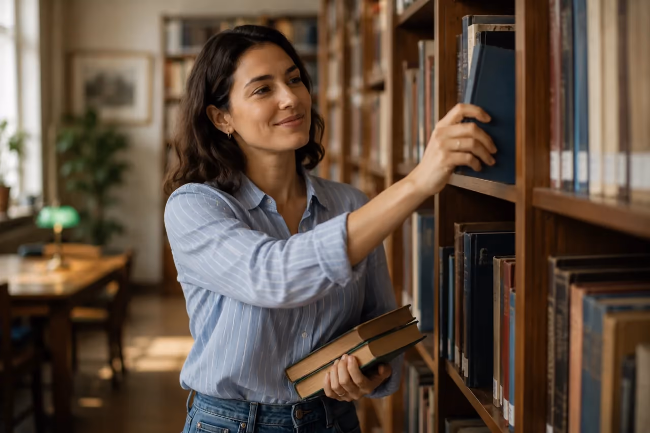 RolChat Embeddings & search A person finding exactly what they need in an organized library - RolChat embeddings & search integration